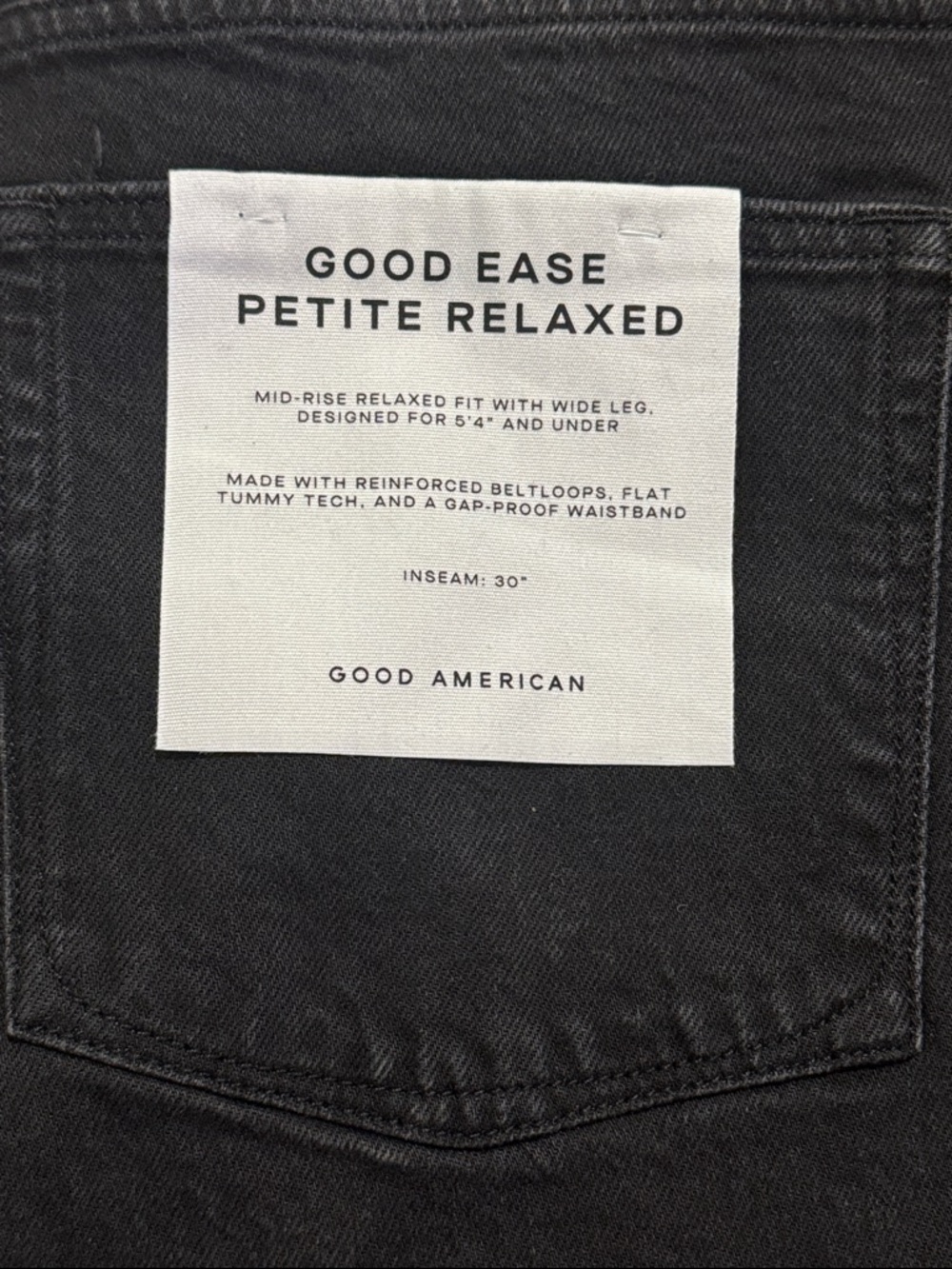GOOD AMERICAN Ease Relaxed Wide Leg Jeans 18 Petite Black $169 Retail NWT - Picture 4 of 11